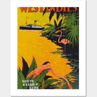 West Indies via White Star Line Cruises - Vintage Travel Poster Design Posters and Art